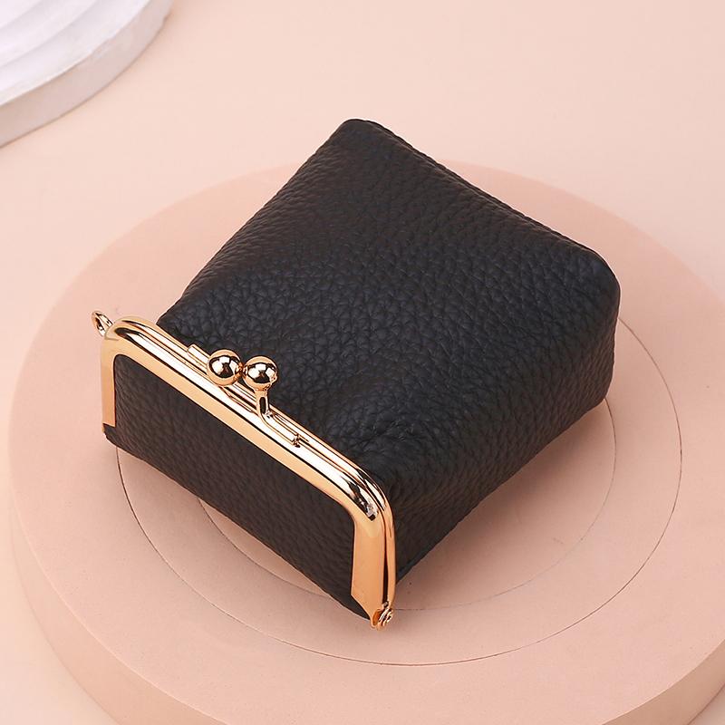 

PU Leather Mini Makeup Bag Fashionable Elegant Coin Lipstick Pouch Headphone Key Wallet Solid Color Simple Portable Cosmetic Bag чёрный