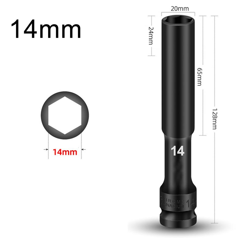 1pc 1/2in Drive Socket Wrench Hex Socket Head 8mm-24mm Adapter Spanner Converter Drive Drill Socket 128mm For Pneumatic Air Tool