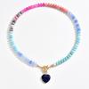 Cross-border Dopamine Natural Stone Bead Necklace, Small Fashion Gradient Heart Pendant Choker Chain for Women