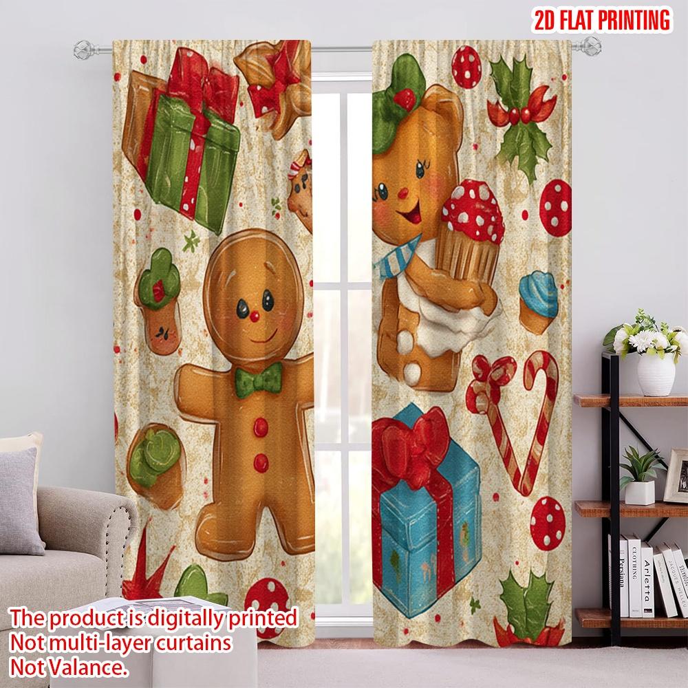 

2pcs,2D plane printing Creative Curtains Vintage Truck & Presents Versatile Polyester Fabric (without rod) Art Deco Festive for 52.50 × 116.00 cm 2 pcs