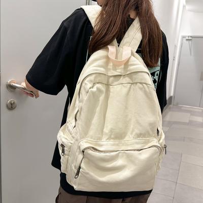 Sac à dos pour femme, cartable d'étudiant, couleur unie