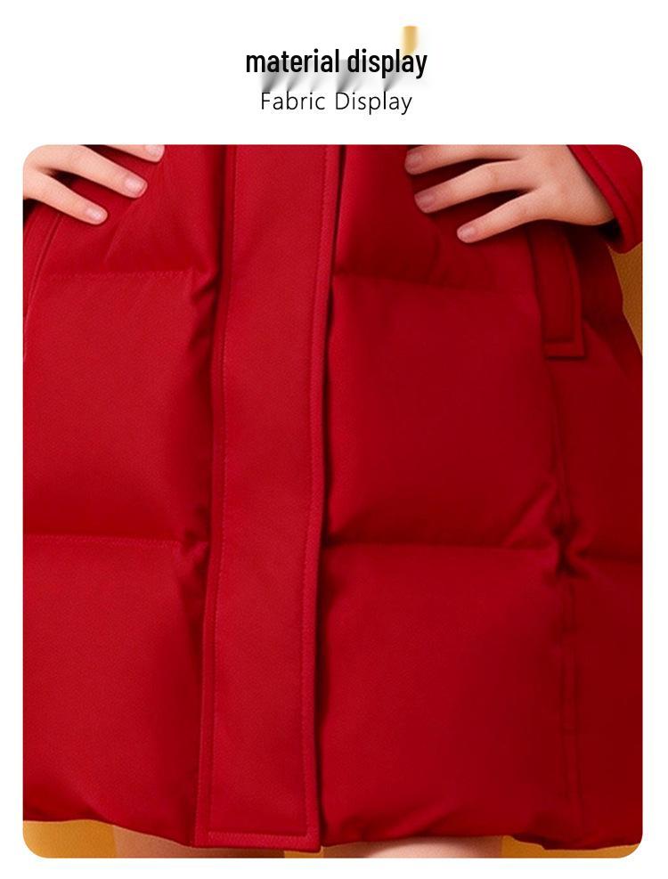 Girls' 2026 Chinese New Year Thick Warm Cotton Jacket - Medium & Large Sizes
