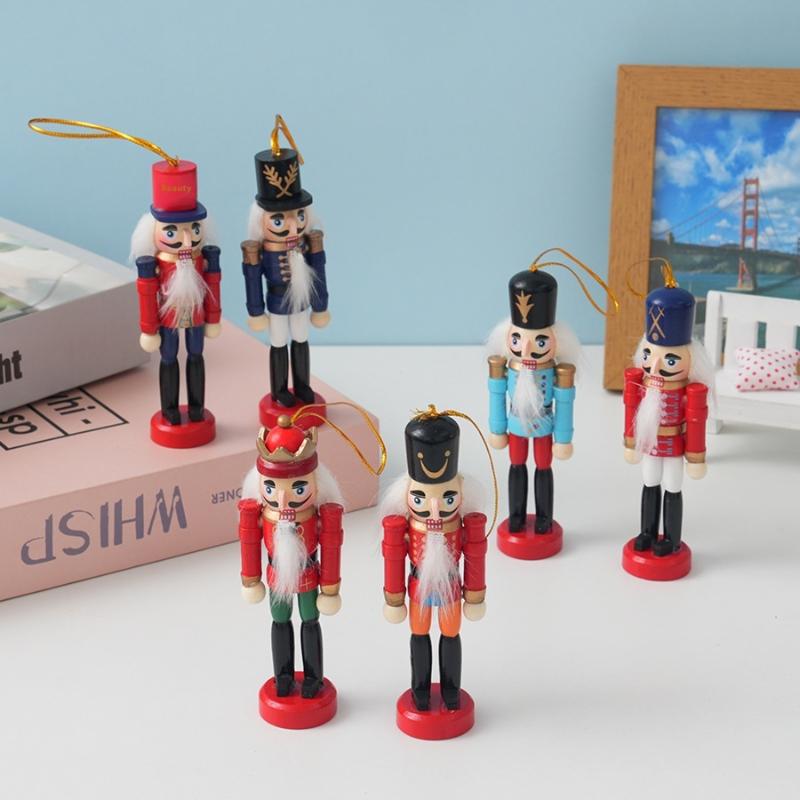 1/3/6Pcs Desktop Decor 12Cm Miniatures Nutcracker Puppet Ornaments Cartoon Walnuts Soldiers Band Doll Pendant Christmas Gift
