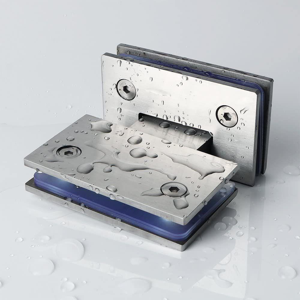 Stainless Steel Glass Door Hinge Silver Flat Fixtures Professional Bathroom Clip  Shower Room