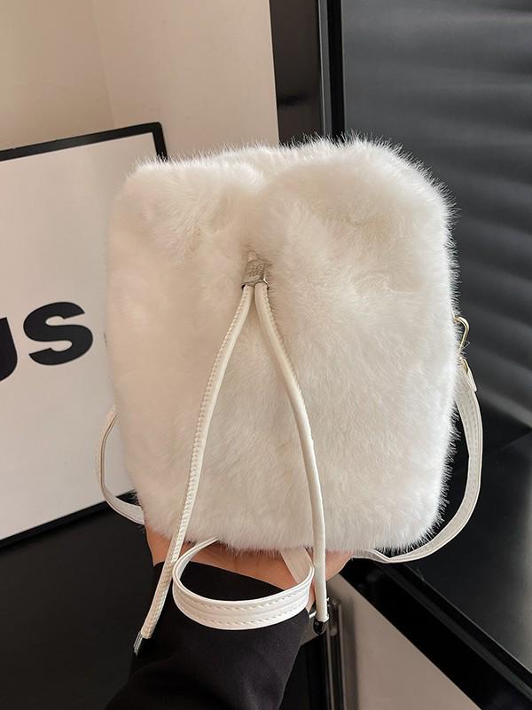 Damen 2025 Flauschige Fell Bucket Bag – Herbst/Winter Schulter Crossbody