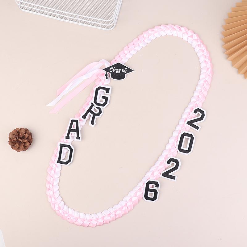 Graduation Leis Class Of 2026 Grad Handmade Ribbon Lei Ribbon Necklace With Grad Letters