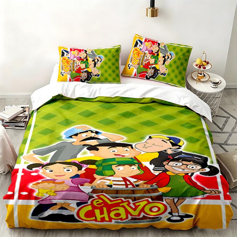 El chavo 3pc set Perfect for bedroom use Comfortable bedding set includes a duvet cover and two pillowcases Ideal birthday or Christmas gift