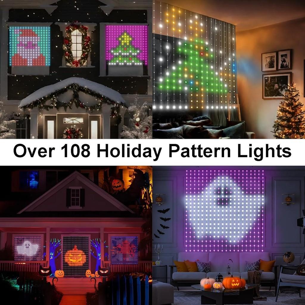 400LEDs Smart Curtain Lights Bluetooth App Control DIY LED Light String Window Bedroom Decor Music Sync RGB Fairy Lights