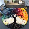 Colorful Tree Round Area Rug,Carpet Rug for Living Room Bedroom Sofa Playroom Decor,Non-slip Floor Mat