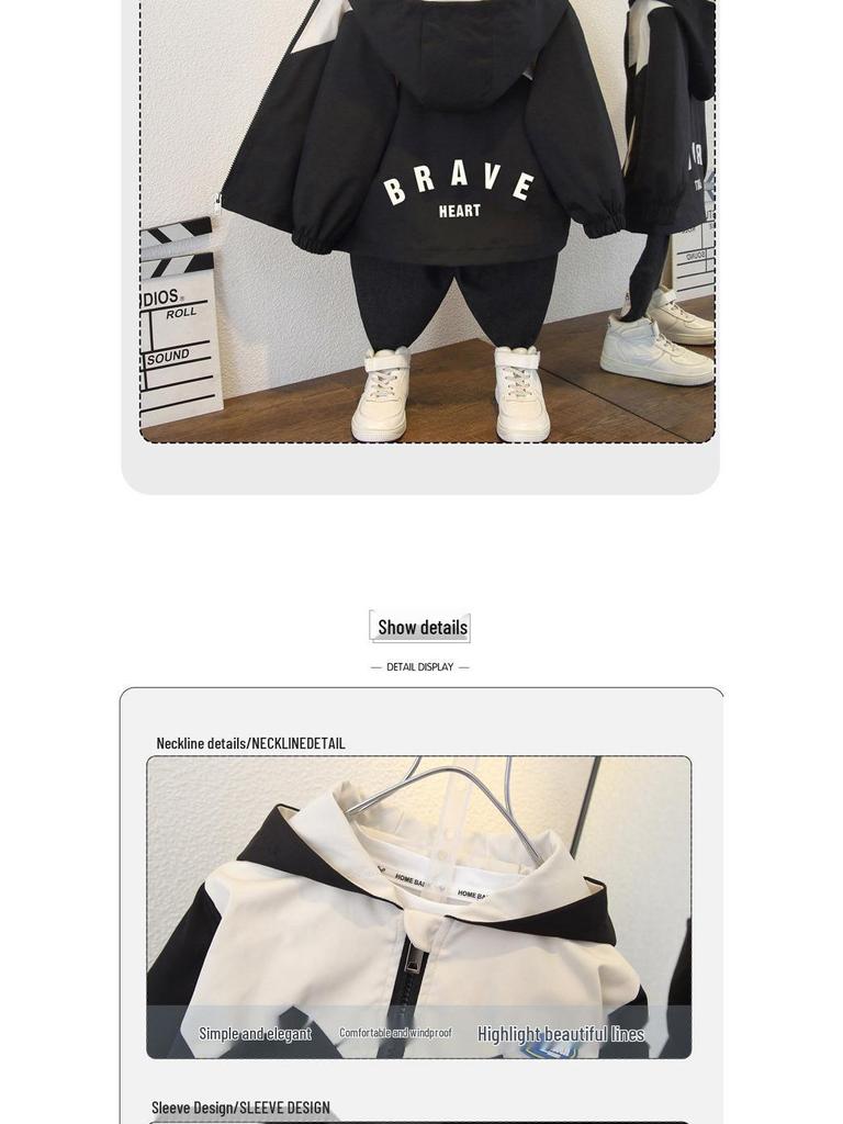 2025 Boys' Stylish Korean Trench Coat - Small & Medium Sizes, Spring Wear