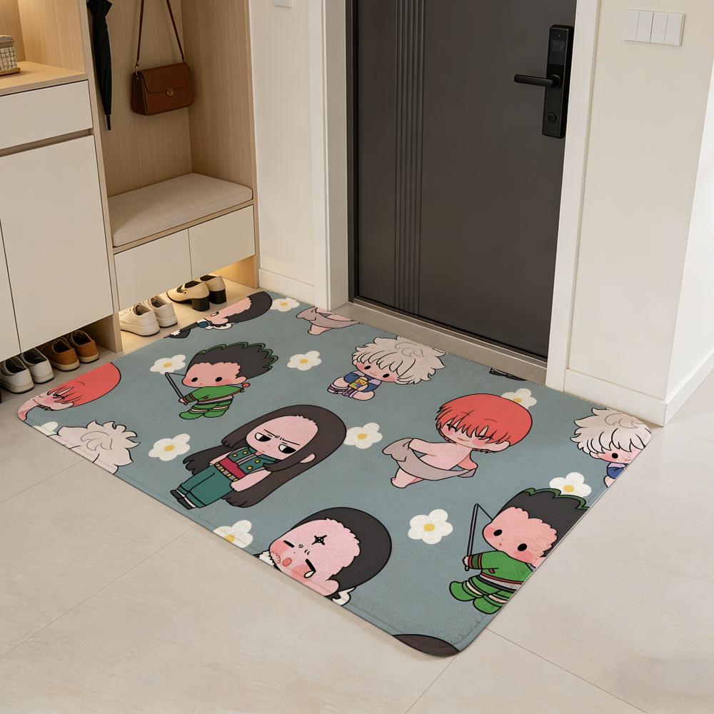 anime H-HUNTER HUNTER Floor Mat Flannel Door Mat Non-Slip Absorbent Washable Indoor Home Rug 40x60cm