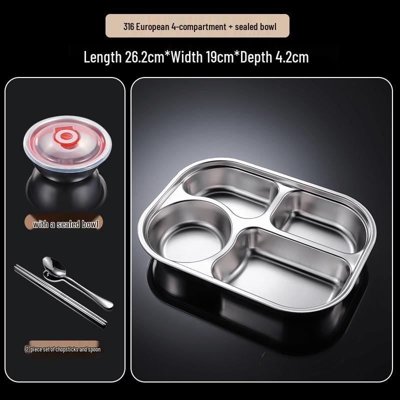 Kids 316 Stainless Steel Divided Lunch Plate