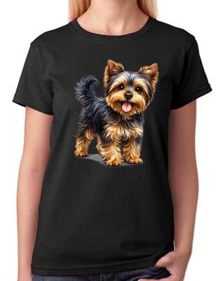 Süße Yorkshire Terrier Hund Illustration Damen Unisex T-Shirt Haustierliebhaber Tee