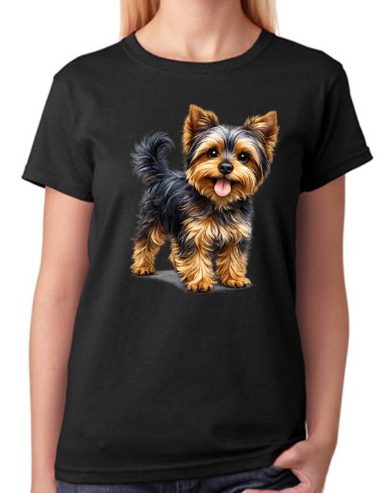 Cute Yorkshire Terrier Dog Illustration Ladies Unisex T-Shirt Pet Lover Tee S
