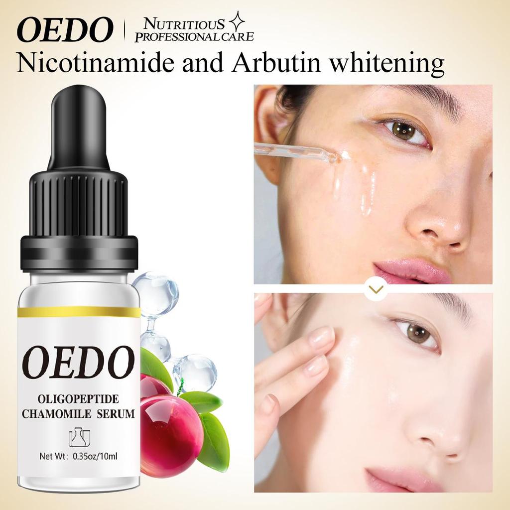 Fuktighetsgivende Anti-rynke Ansiktsserum med Oligopeptid Kamille Anti-aldringsessens Bleking Lysner Nærer Hudpleie 10ml