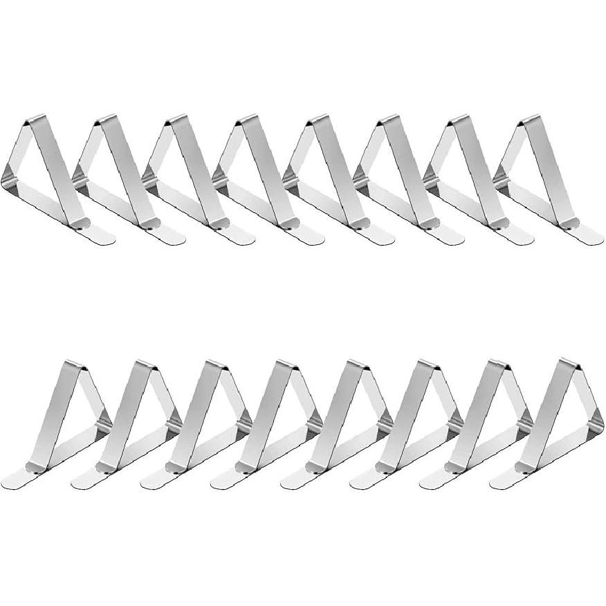 TriPole Tablecloth Clips 32 Pack Picnic Table Clips, Stainless Steel Table Cloth Holder Clips for Outdoor Tables, Metal Tables Cover Skirt Clamps for