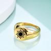 European & American 12MM Engraved Sun Stainless Steel 18K Gold Women's Ring - Fashionable, Hot-Selling, Cross-Border Design.