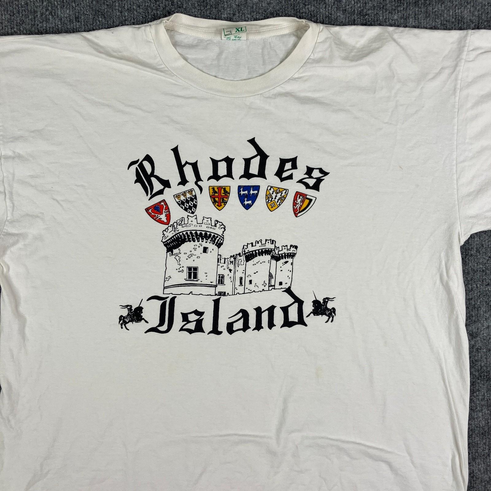 Rhodes Islands Graphic T-Shirt Mens X-Large White Castle Vintage XXXL