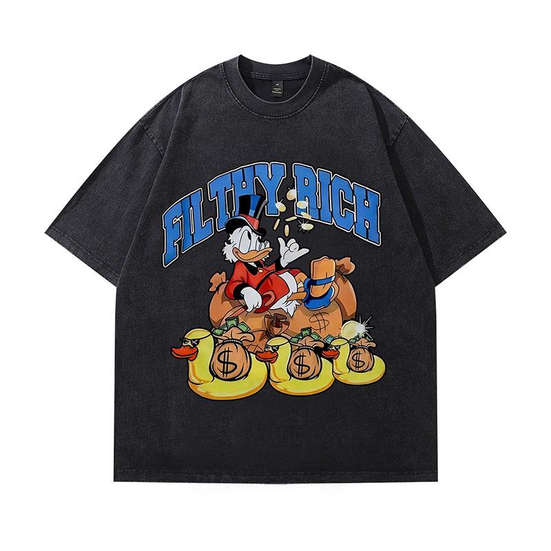 TKPA American Retro Nirvana Band Vintage Washed Short Sleeve T-shirt for Men