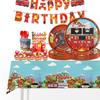 Fire Truck Kids Party Set: Plates, Cups, Napkins, Flags & Cutlery