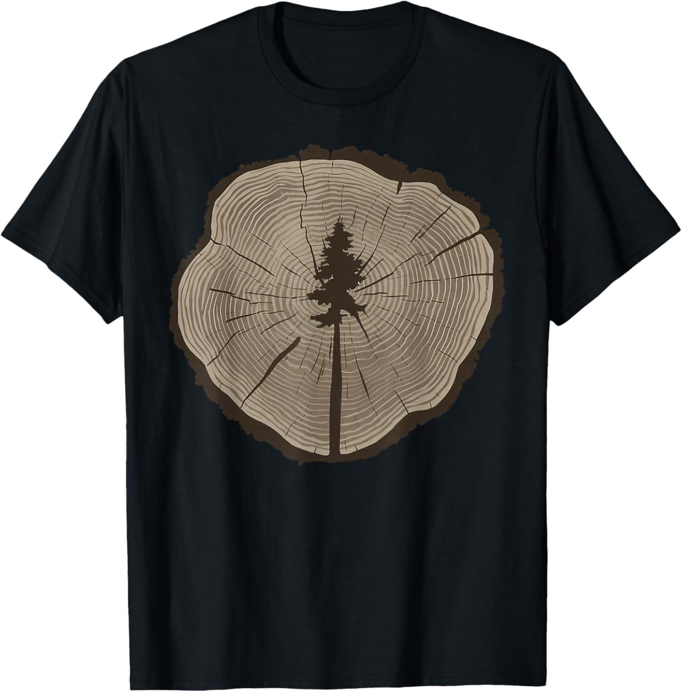 Stump of Life Vintage Tree Trunk Nature Lover Design T-Shirt L