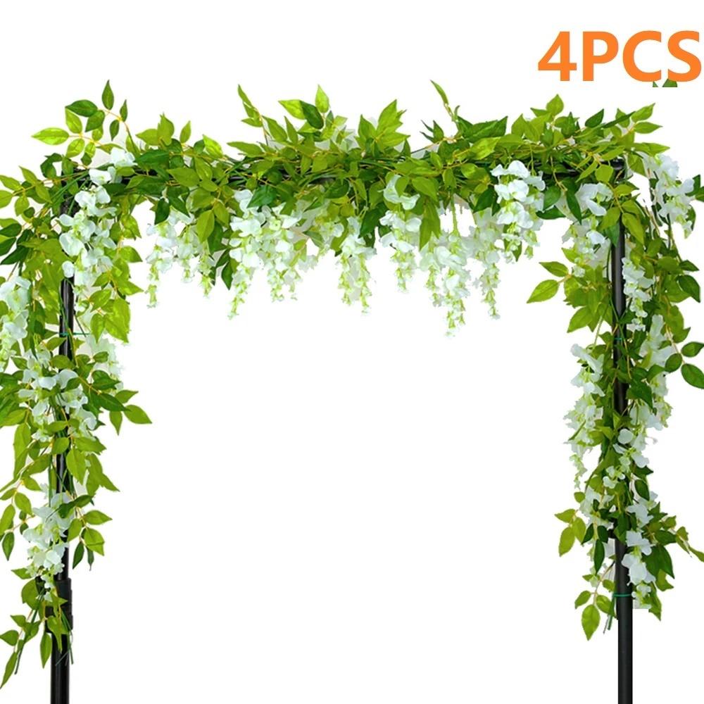 2/4pc 1.8M Wisteria Artificial Flowers Vine Garland Plants Wedding Arch Decoration Fake Plant Leaf Rattan Trailing Wall Flower