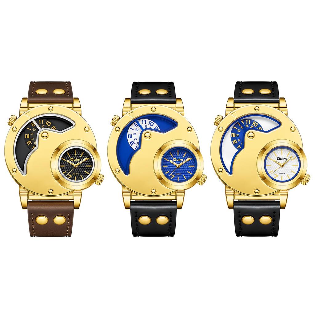 Large Dial Analog Watch with Leather Waterproof Quartz Black Perfect Gift for Day Men's Strap Watch, - Birthdays, Anniversaries, Father's Day,