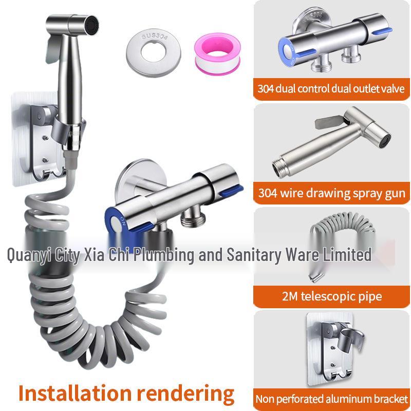 304 Stainless Steel High-Pressure Bidet Spray Gun for Toilets