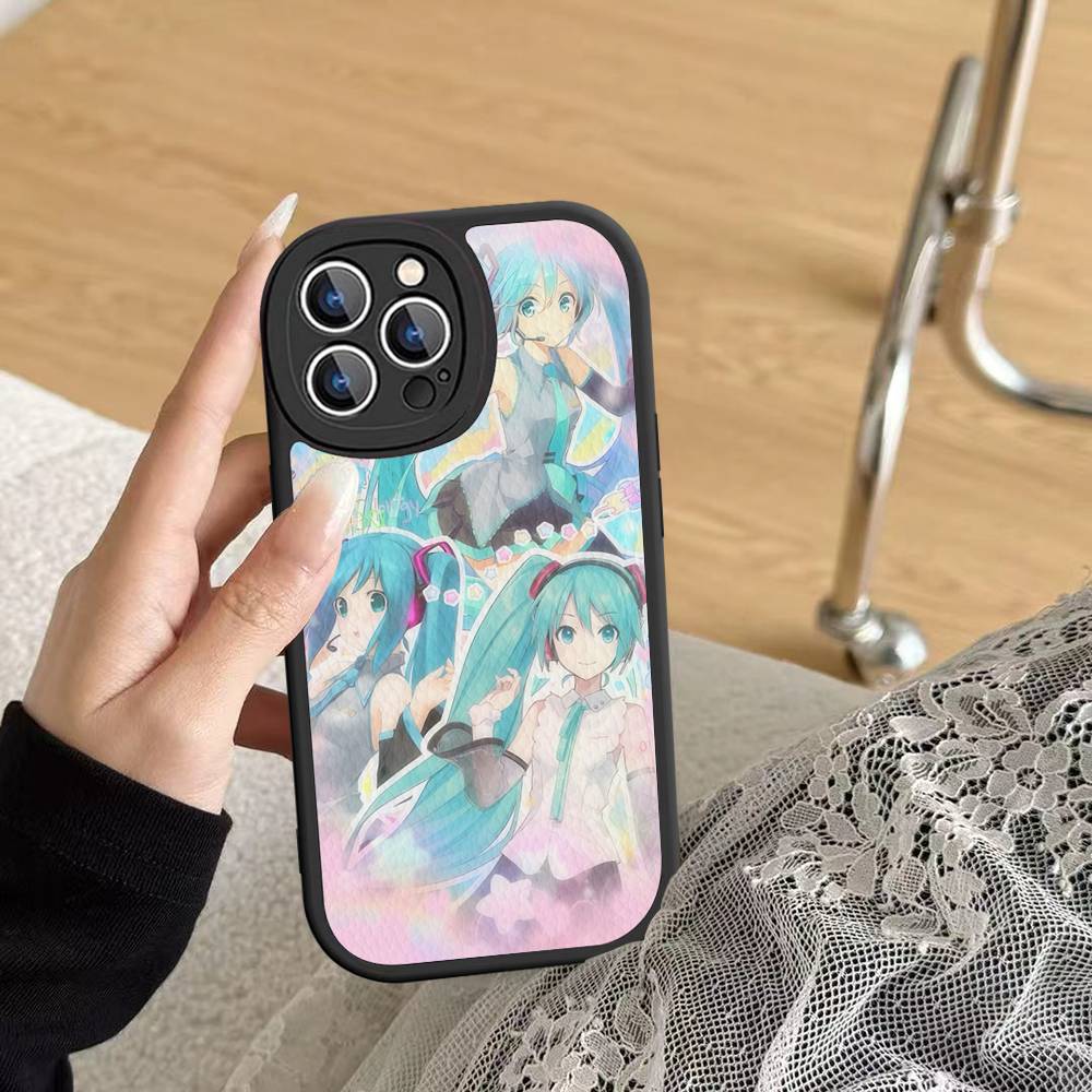 Kawaii H-Hatsune Miku Phone Case For IPhone 16 15 14 13 12 11 Pro Max Plus Leather Soft Cover