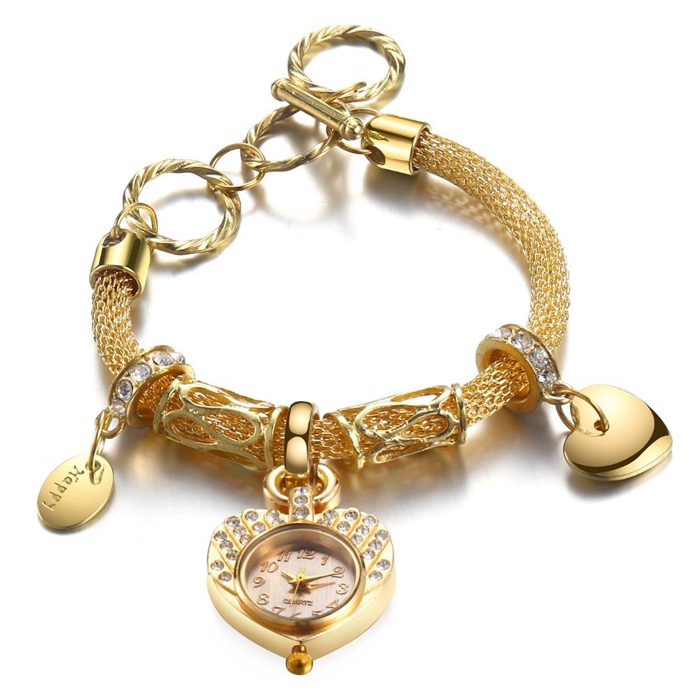 

Decor Charm Ladies Watch Studded Rinestone Women Wrist Chain Gorgeous Quartz Watches Women золотий