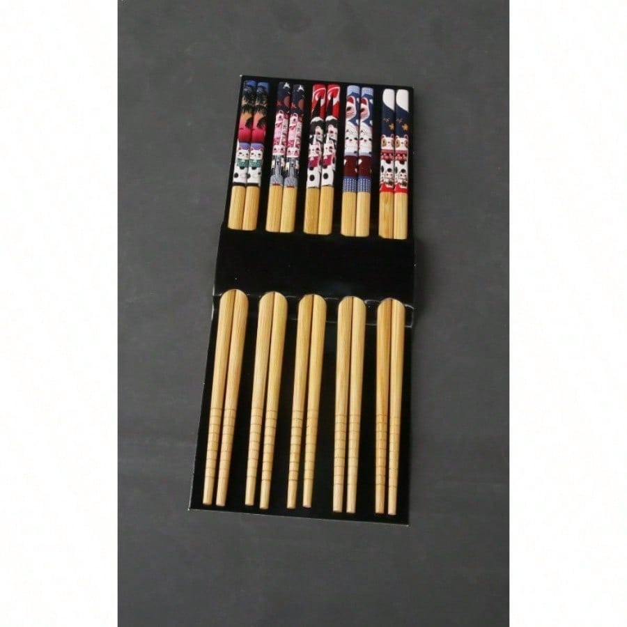 5 Paar wiederverwendbare Essstäbchen für Sushi, rutschfeste Essstäbchen für Lebensmittel, chinesische Essstäbchen, Geschirr, Geschenk, Küchenutensilien