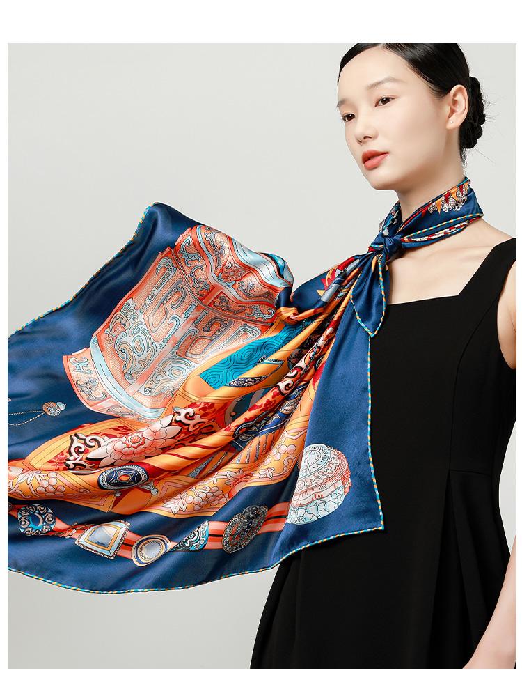 New classic and fashionable silk scarf from the silk industry, 100% mulberry silk fibroin crepe satin versatile women's silk scarf shawl