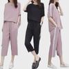 2023 Plus Size Korean Summer Two-Piece Set: Loose Fit & Casual Wide-Leg Pants for Women