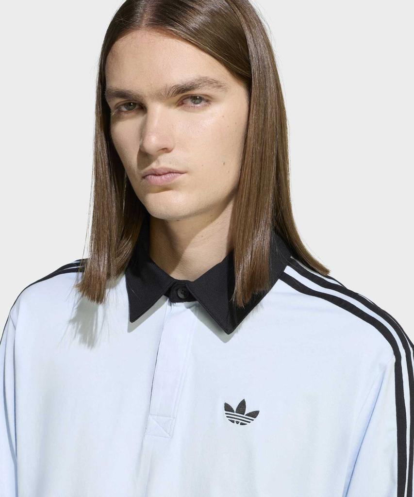 ADIDAS 3-Stripe Rugby Long Sleeve Polo - Crystal Sky / Ke2445