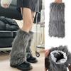 Faux Fur Leg Warmers Women Solid Color Fuzzy Long Boot Covers Fluffy Shaggy Leg Warmers for Christmas Costume Nightclub Street Wear