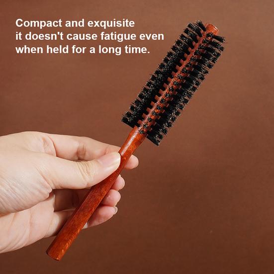 Boar Bristle Round Hair Brush Curling Volumizing Detangling Portable Hair Straightening Brush Men Women Hair Comb