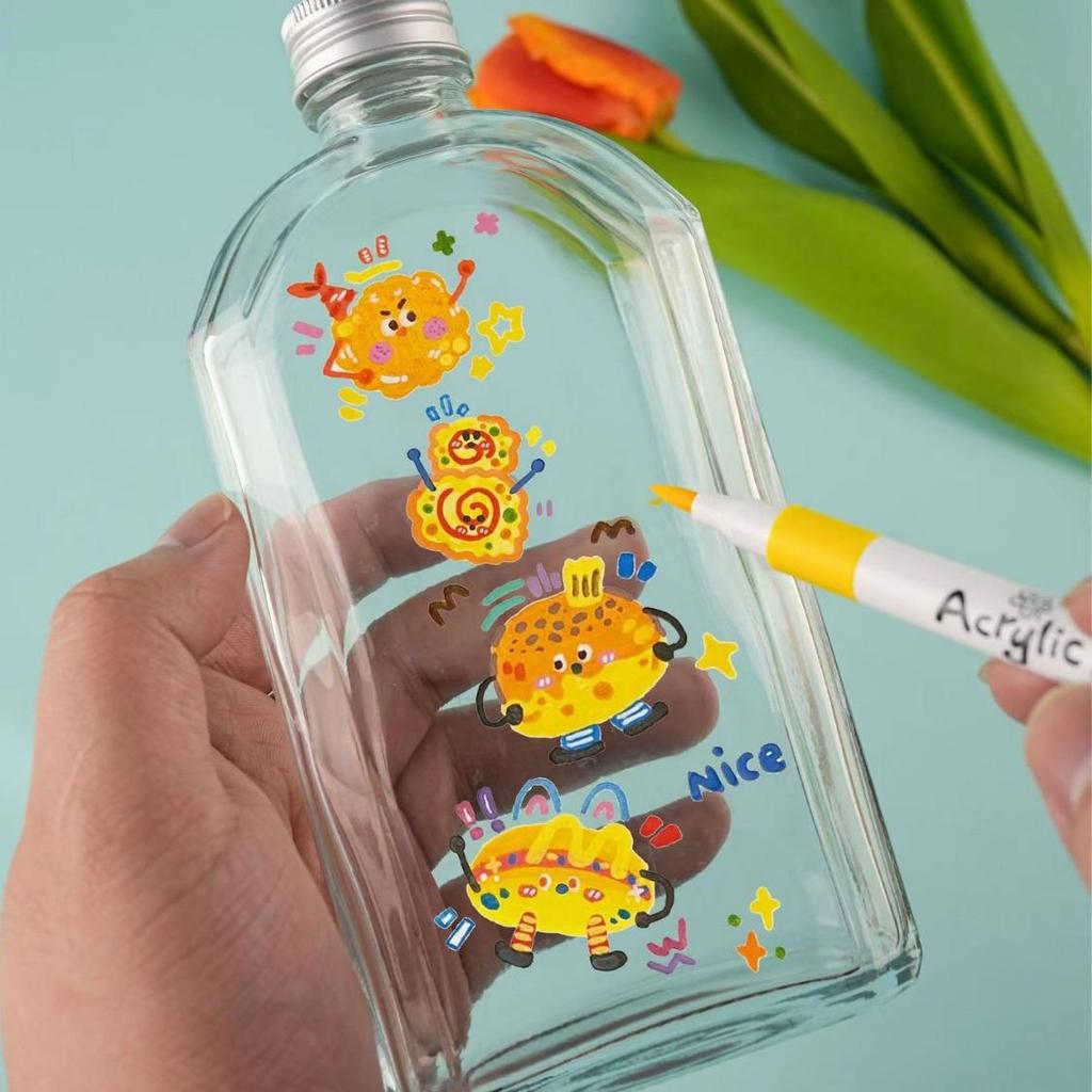 Soft Tip Acrylic Marker Set: 12 Vibrant Colors, Non-Bleeding, Suitable for Children's Painting