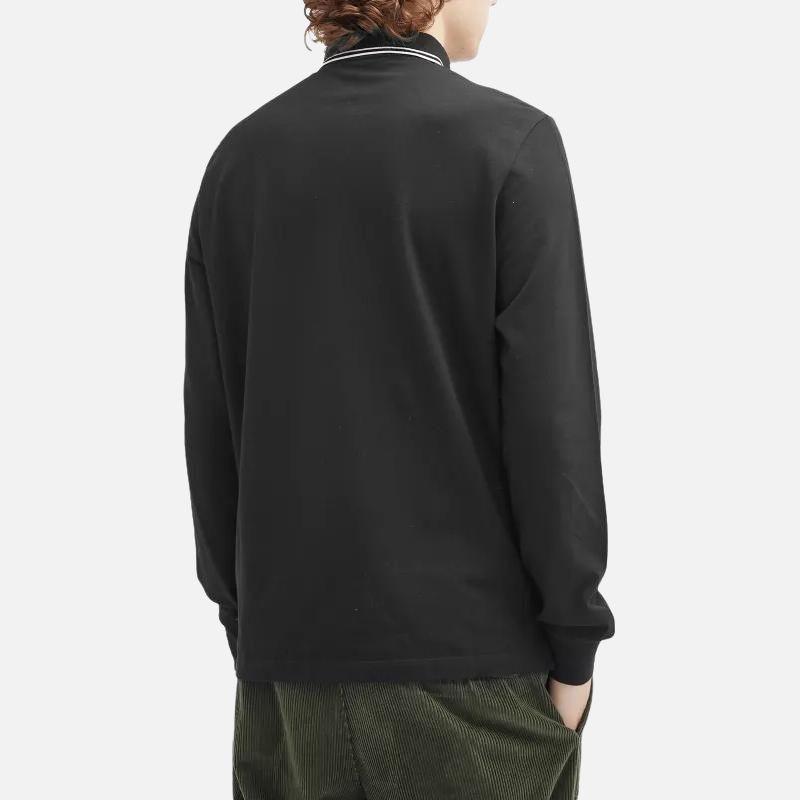 STONE ISLAND Logo Long Sleeve Polo Shirt Men Polo Shirts Black 81152SL18-A0029