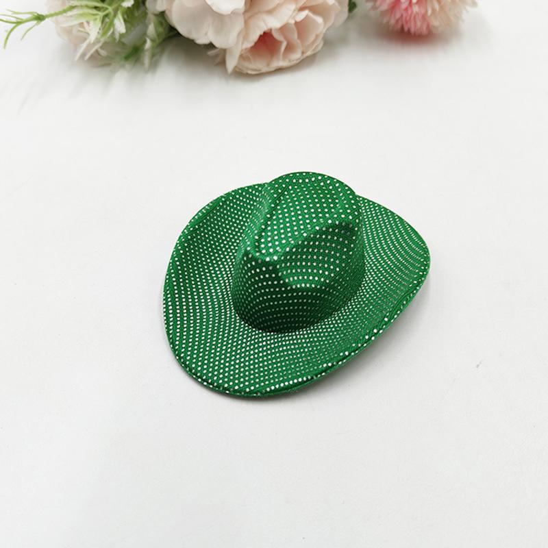 Holographic Neon Glitter Mini Cowboy Hat Western Theme Party Decoration Shiny Prop for Birthday Festival Events