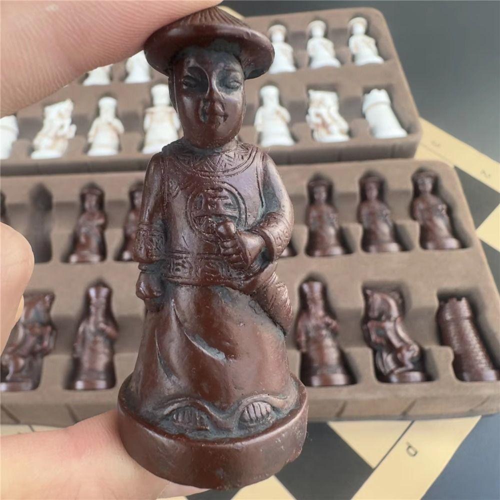 Resin Ancient Chinese Character Chess Set Trumpet Qing Bing Chess Figure Children Girls Boys