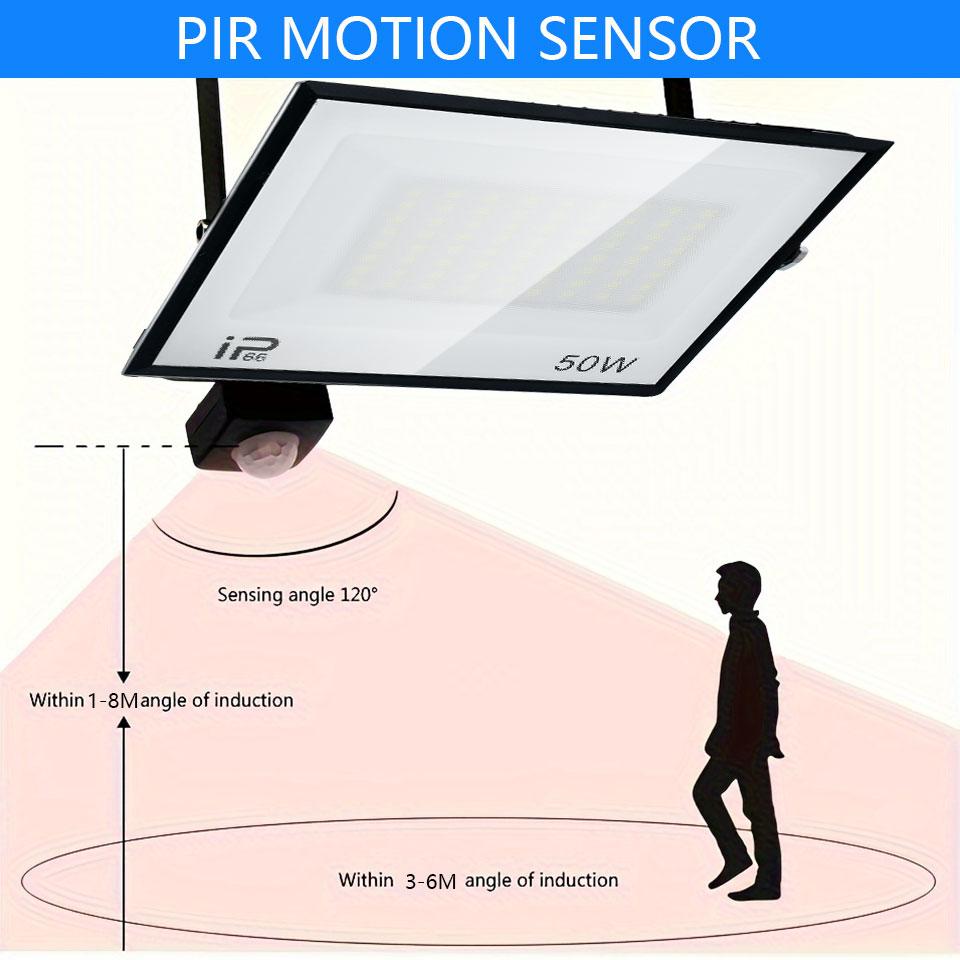 LED PIR Motion Sensor Floodlight Outdoor Wall Light White Light 150W 100W 50W 30W 20W IP66 Waterproof LED Spotlight For Garden