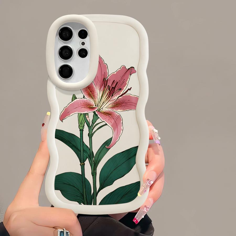 Soft Phone Cover Case for Samsung Galaxy S20 FE S22 Ultra S23 Plus S24 A26 S21 A25 S25 A34 A55 A24 A54 A36 A35 Simple Floral