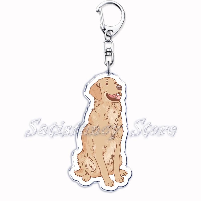 Cute Golden Retriever Doggo Acrylic Keychains Puppy Pet Dog Keyring for Accessories Bag Pendant Key Chain Jewelry Fans Gifts