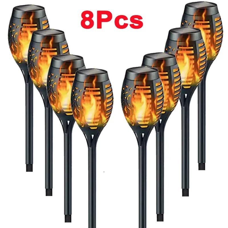 1-12PCS Solar Flame Torch Light Flickering Light12 LED Waterproof Outdoor Lawn Yard Garden Patio Pathway Lamp Saving Auto On/Off