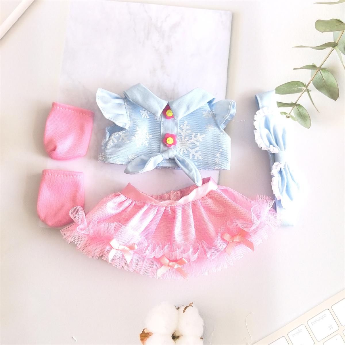 Snowflake Dress Set for Milu Doll - Little Le Mei Playhouse Accessories Fits 25cm Milu Doll (Doll Not Included)