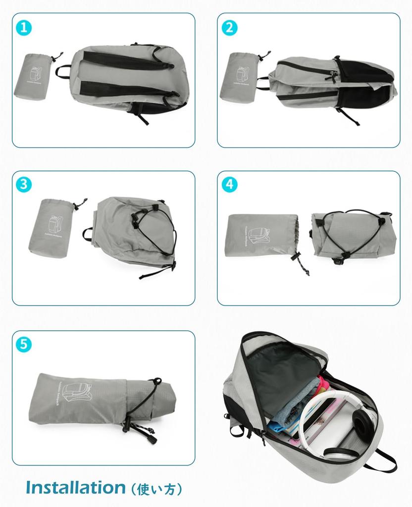 TRIWONDER Foldable for Outdoor Disaster Eco Large Pocketable Backpack Backpack, Lightweight, Compact, Waterproof, Activities, Mountaineering, Hiking,