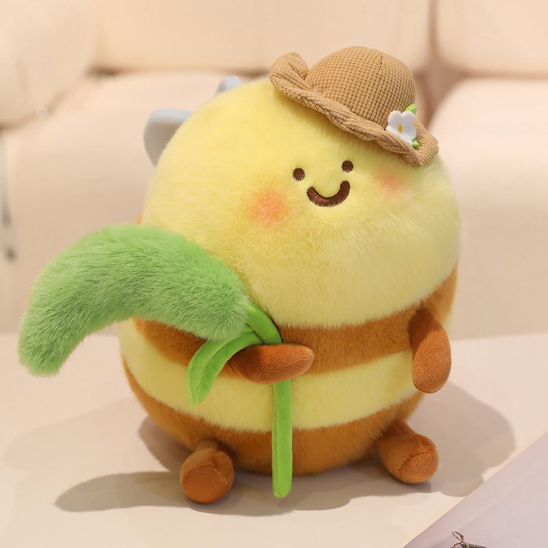Kawaii Bee Animals Plush Toys Schoolbag Key Pendant Stuffed Insect Bee Soft Honey Bee Doll Bed Cartoon Pillow Birthday Gifts