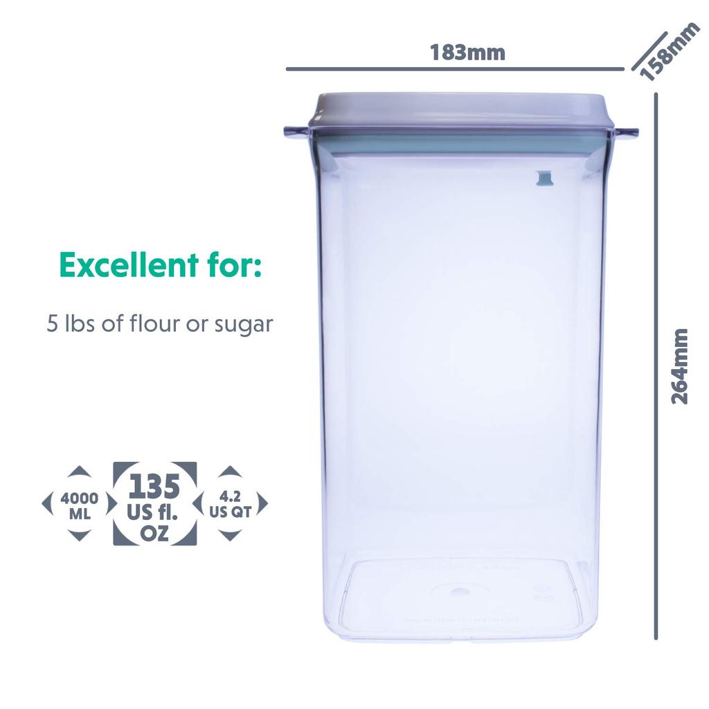 iChewie BopTop Piece for Airtight Food Storage Container Mechanical Silicone Airtight Can BPA Free Stackable 2kg - (1 - Rice/flour) - - - Approx.