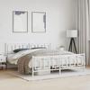 VidaXL Metal Bed Frames with Headboard Footboard, Double Bed with Slat Base, Adult Bed with Feet for Bedroom, 374313