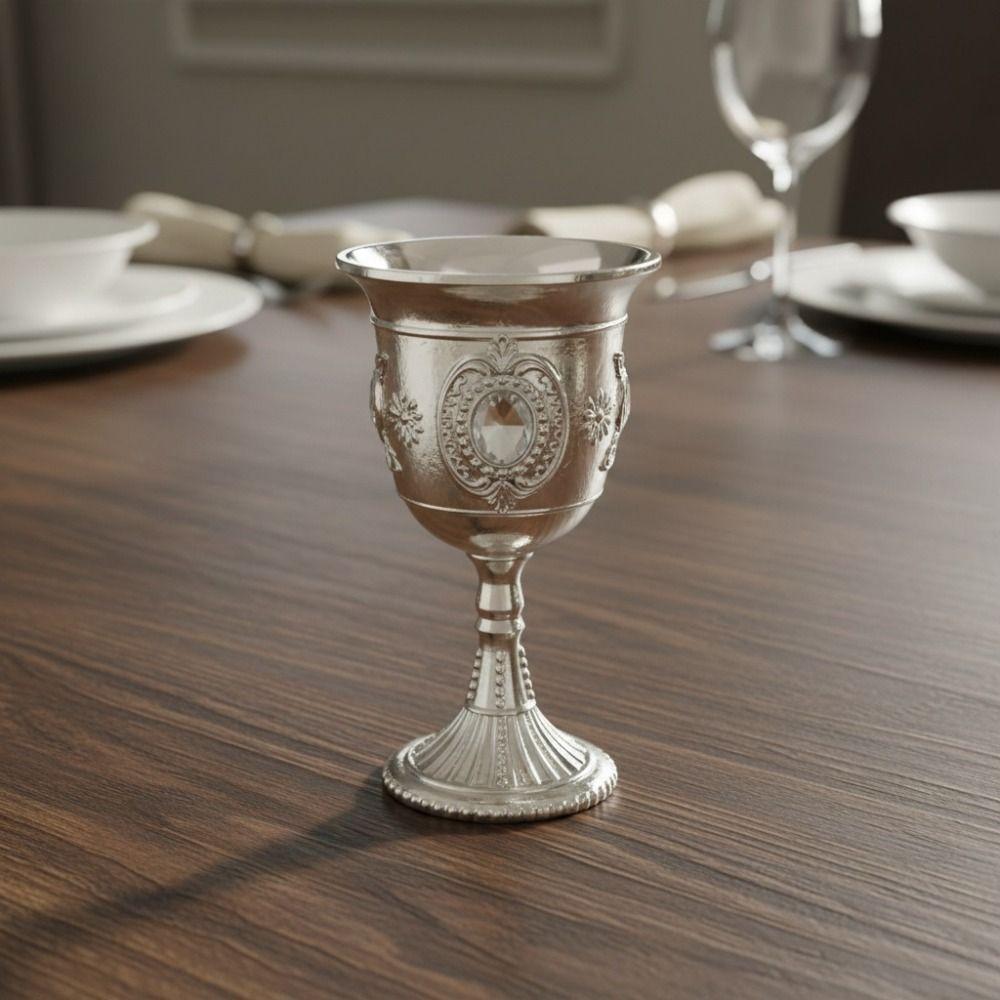 Zinc Zinc Zinc Alloy Medieval Rose Embossed Goblet Vintage Small Drinking Cup Exquisite Decorative Cup  Bar
